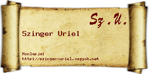 Szinger Uriel névjegykártya